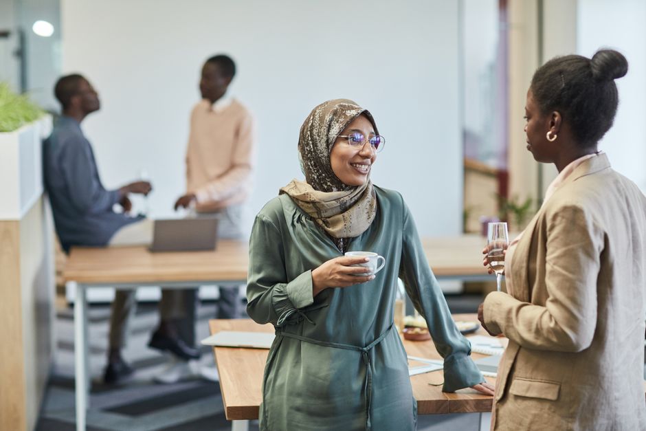 Professionals making an introduction and connecting